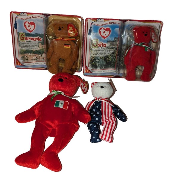 Ty Teenie Beanie Babies International II Osito Germania Spangle the Bear Set - Picture 1 of 9
